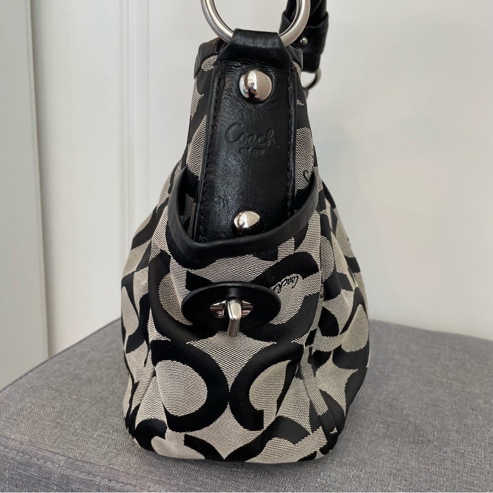 COACH Parker Op Art Slouchy Hobo Bag - Gray/Black/Silver 13427 - Picture 4 of 14
